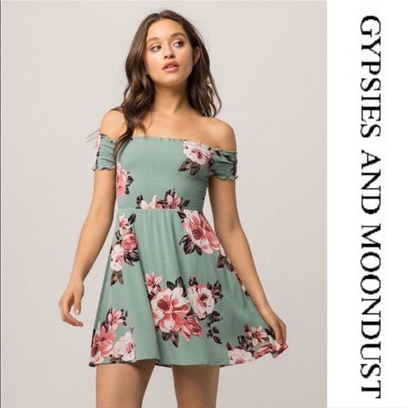 Gypsies & Moondust Smocked Mini Dress - Picture 1 of 7